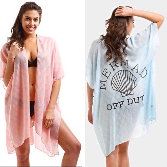 “Off Duty Mermaid” Swim Cover Up/ Kimono-Pink or Blue-NWT - Picture 3 of 7